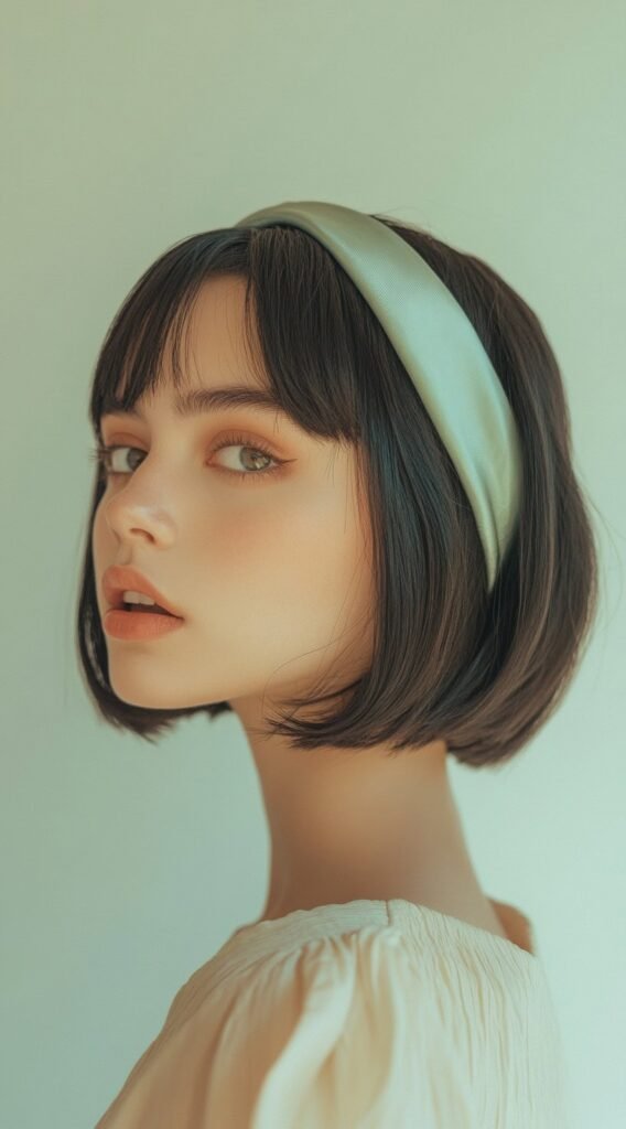 Short Bob with a Satin Headband
