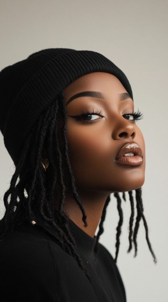 Short Locs and Beanie Combo