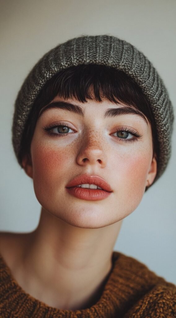 Short Pixie Cut with a Beanie