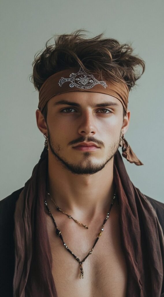 Simple Side-Swept Soft Wavy Hair with Bandana