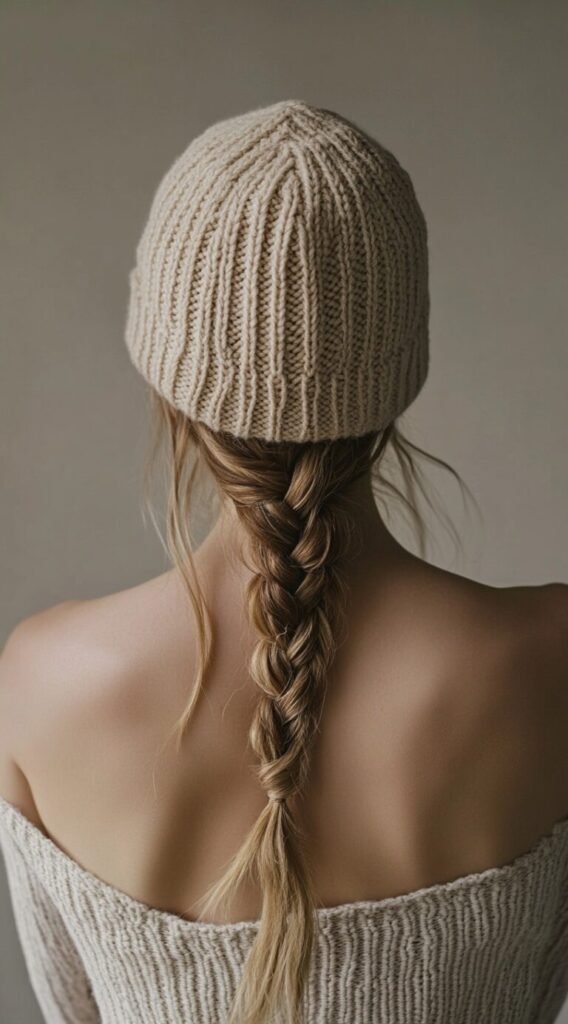 Single Long Braid with a Beanie