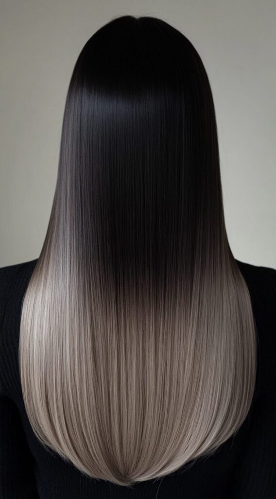 Sleek Ash Blonde Ombre on Straight Hair