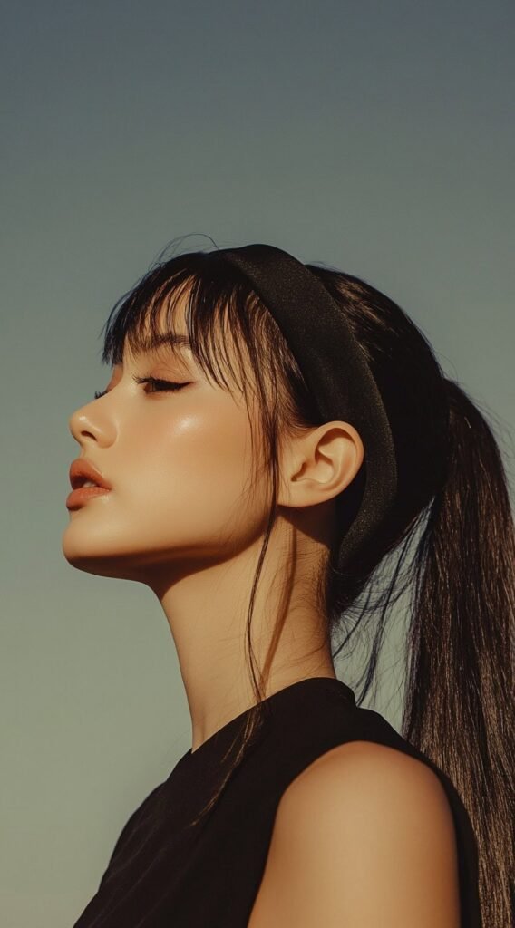 Sleek High Ponytail with a Thick Headband