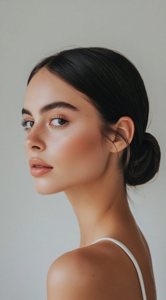Sleek Low Bun with Middle Part