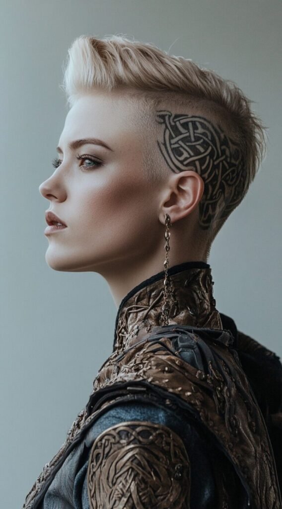  Slicked Back Pompadour with Tattooed Undercut