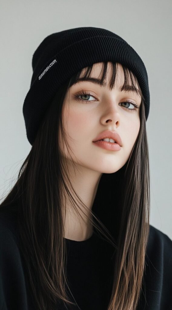 Blunt Bangs and Straight Hair