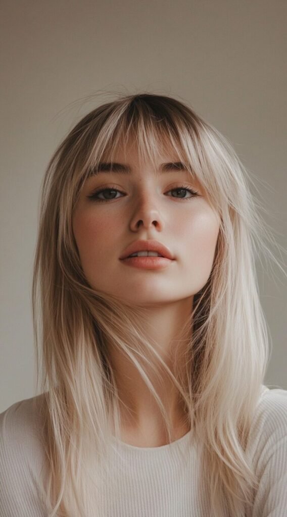 Straight Layered Hair with Curtain Bangs