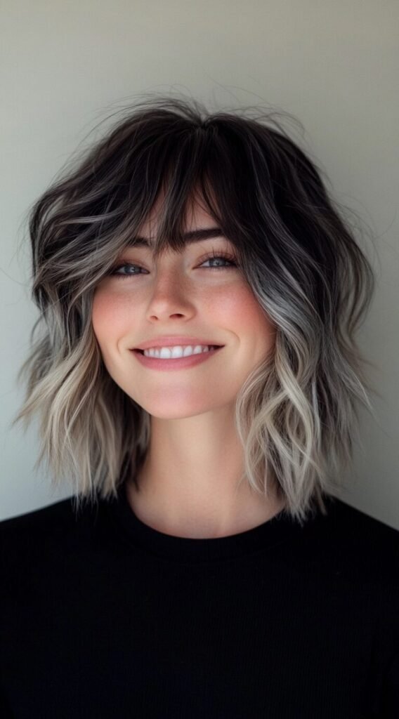 Tousled Ash Blonde Balayage with Choppy Bob