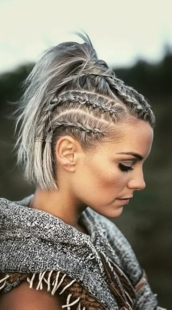 Multiple Cornrow Braids with Short Ponytail