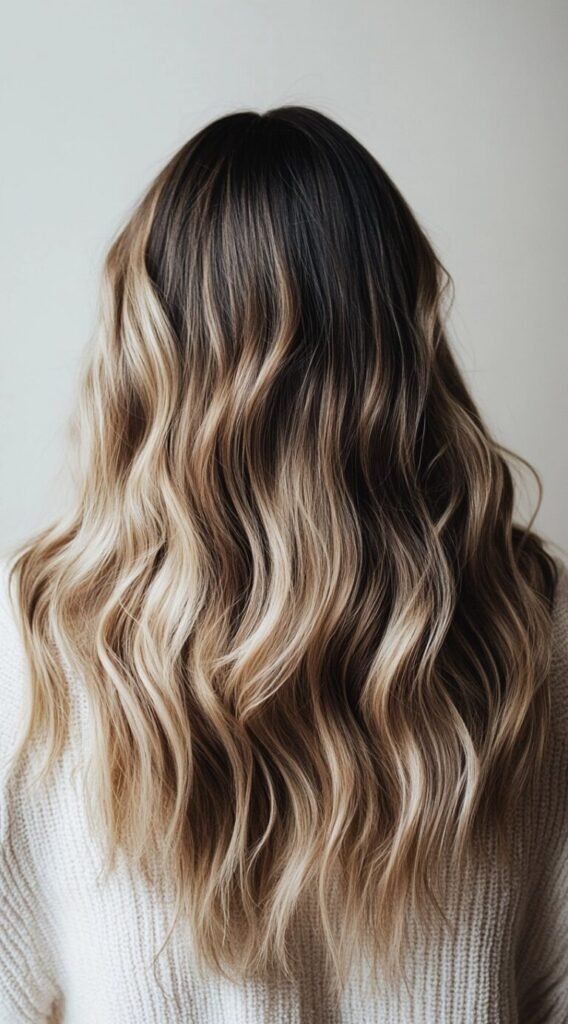 Warm Blonde Balayage on Natural Waves
