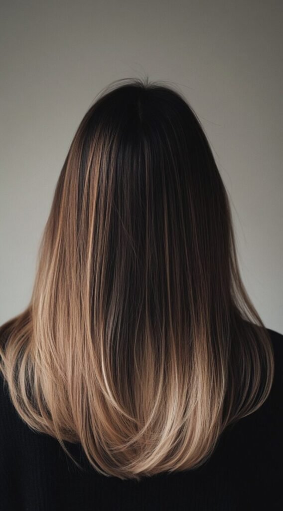 Warm Honey Blonde Balayage on Straight Hair
