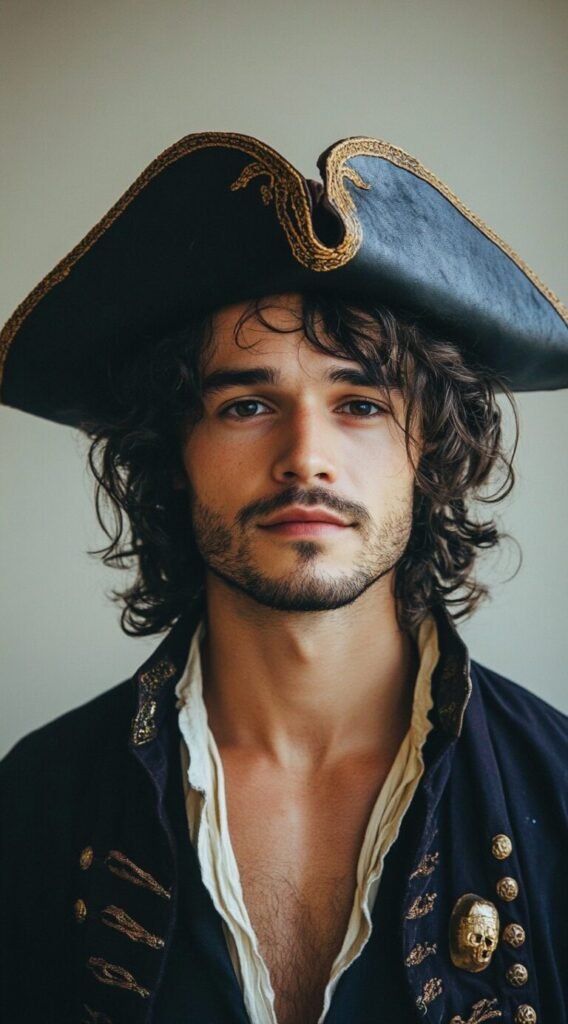 Wavy Bob Cut with a Pirate Hat