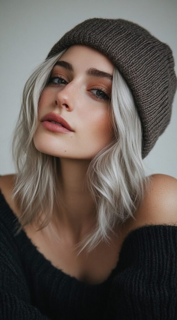 Half-Up Top Knot with a Beanie