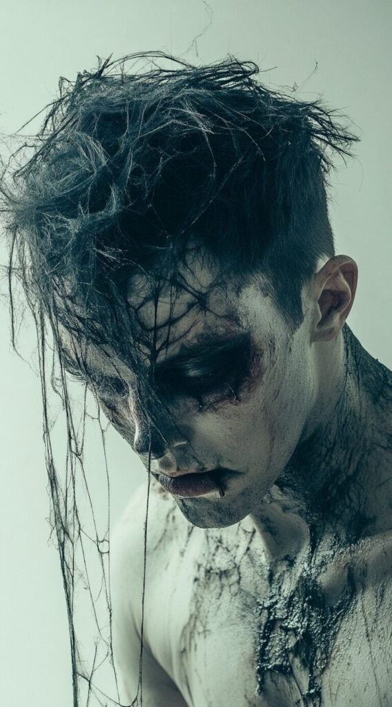 Zombie Dishevelment Messy Hair with Fake Cobwebs