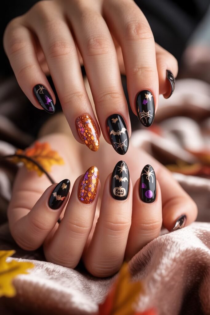 Glitter Halloween Nails