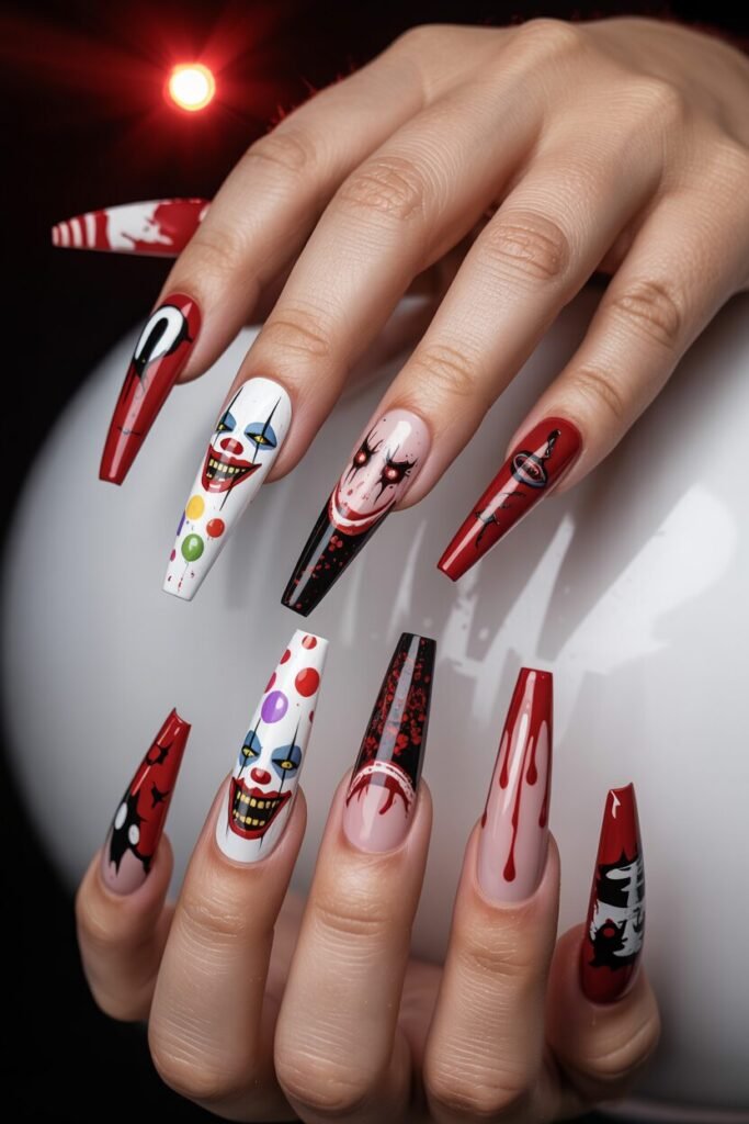 Scary Clown Nails