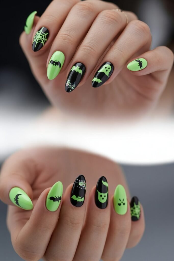Glow in the Dark Halloween Nails