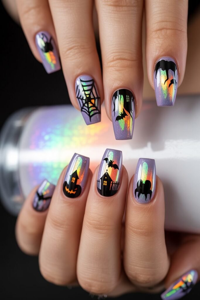 Holographic Halloween Nails