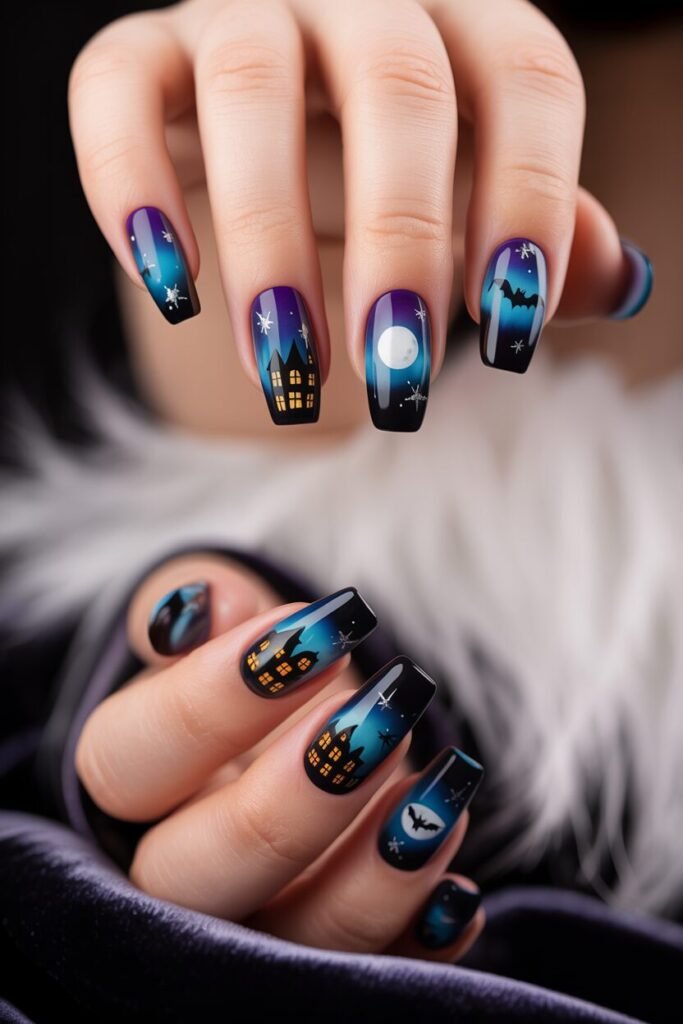 Haunted House Nail Art
