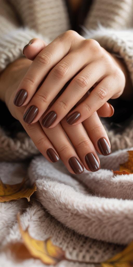 Matte Chocolate Brown Nails
