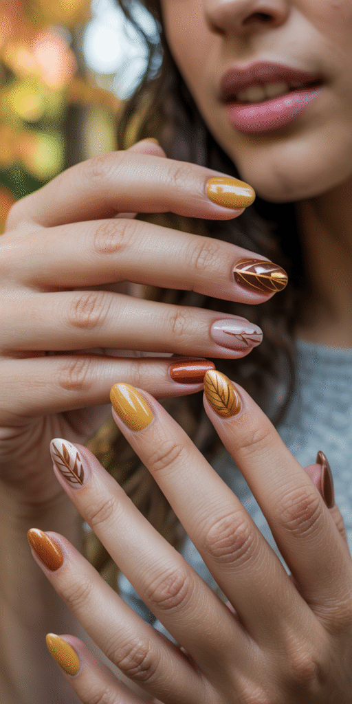 Leaf-Inspired Nail Art